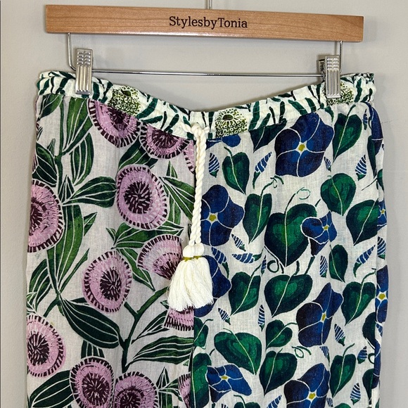 🌴Anthropologie Floral Wide-Leg Pants in Blue, Green, Pink - Picture 6 of 16